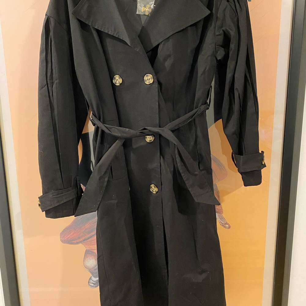 Forever 21 Belted Long Overcoat with Detachable Grey Hood NWT